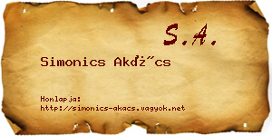Simonics Akács névjegykártya